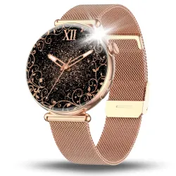 Smartwatch Zegarek Damski Angelo AT491 złoty Kardiowatch EKG Ciśnienie HRV BPM Menu PL